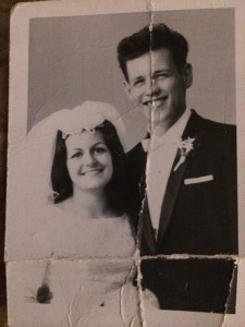 Before: An old creased wedding photograph